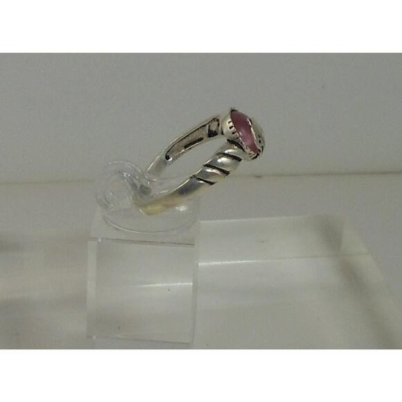 925 Sterling Silver Pink Cat's Eye Dolphin Ring NOS Size 9 Vintage Chrysoberyl - Picture 7 of 9